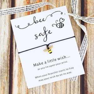 Bee bracelet w Bee Safe card • Make a Wish Friendship Unisex